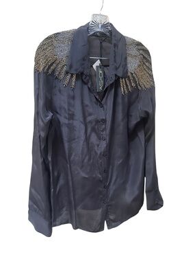 NEW AS by DF Demeter Embellished Button-Down Blouse - Women's Large